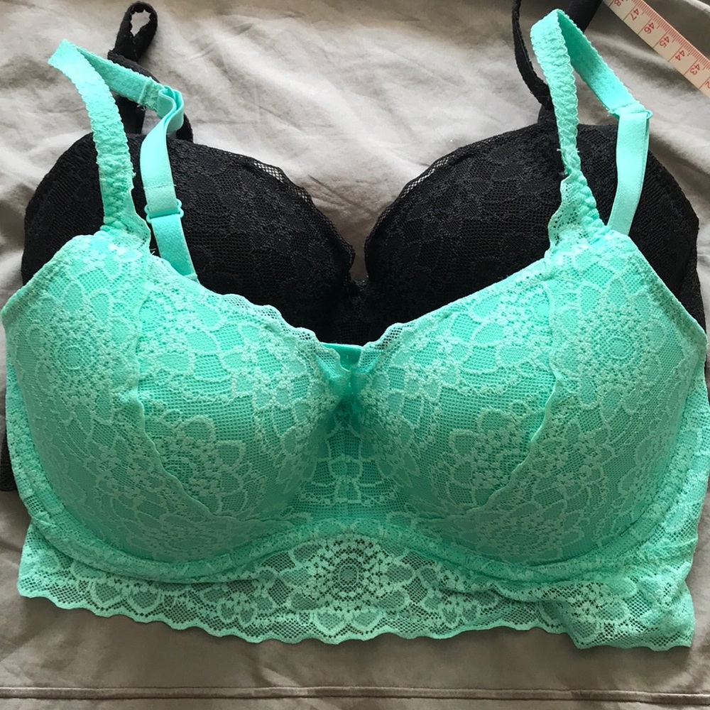 Pink! Push up bralettes (green and black)